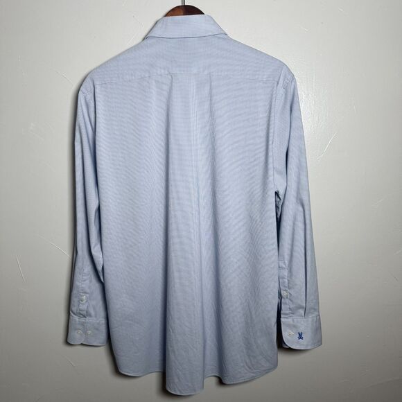 Psycho Bunny Blue White Checkered Print Long Sleeve Mens Size 16.5 x 32/33 - Picture 4 of 15